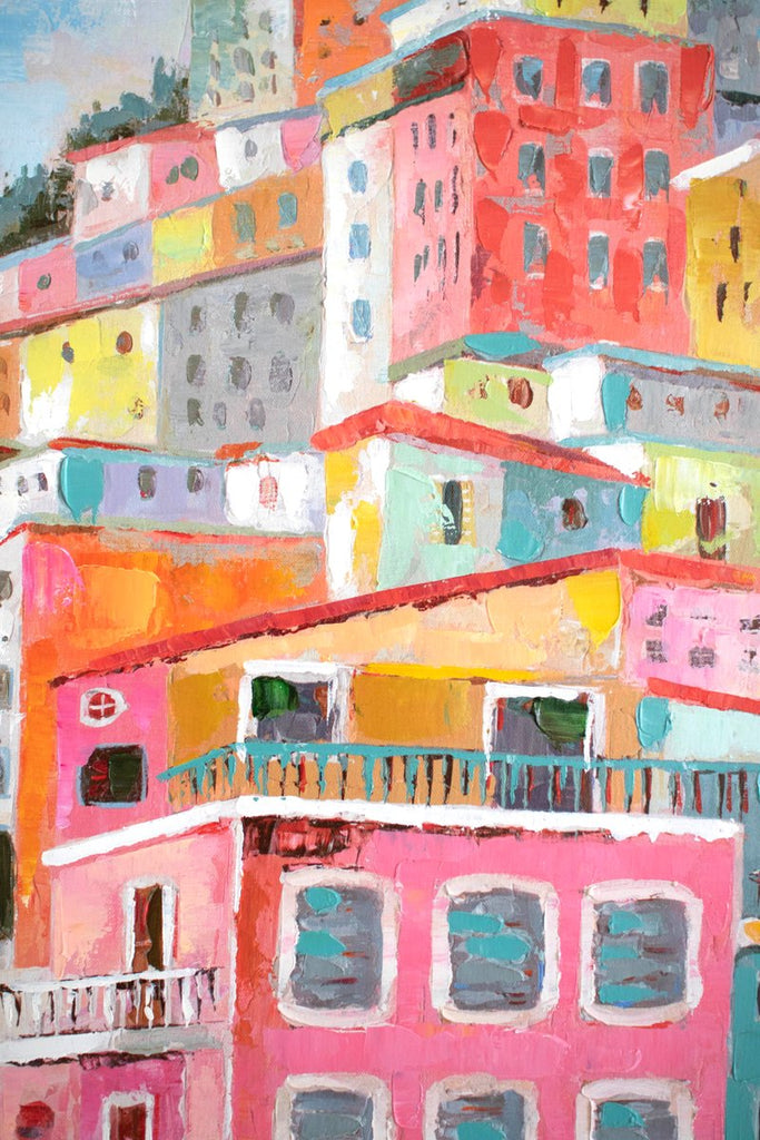 COLORFUL HOUSES OIL PAINTING