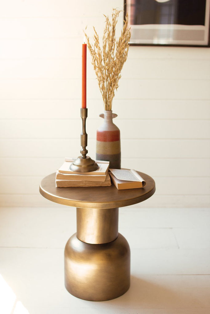 ANTIQUE BRASS METAL ACCENT TABLE