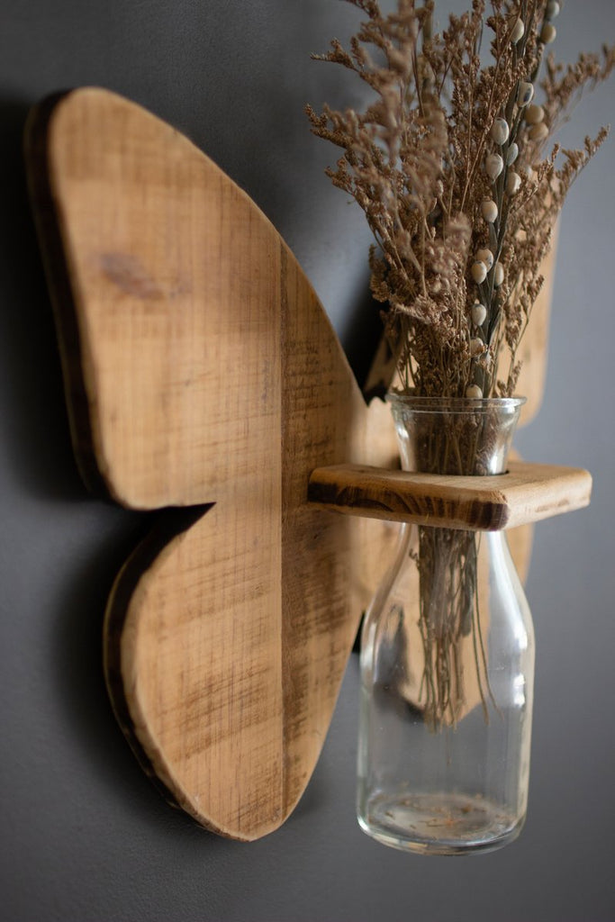 RECYCLED WOODEN BUTTERFLY WITH BUD VASE