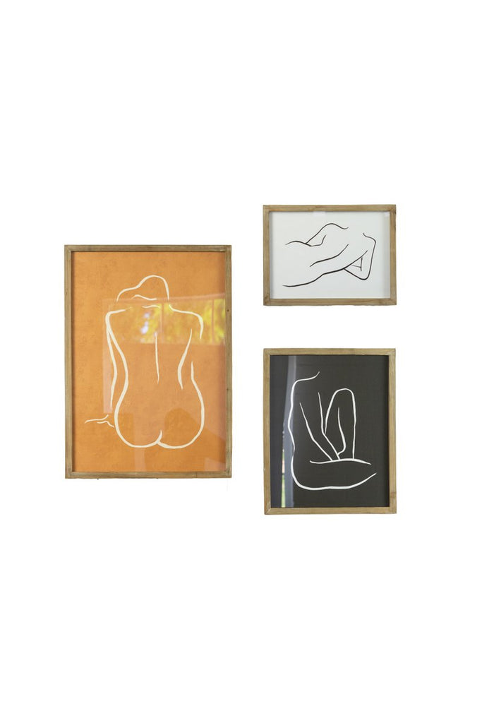 SET OF THREE FRAMED NUDE PRINTS UNDER GLASS