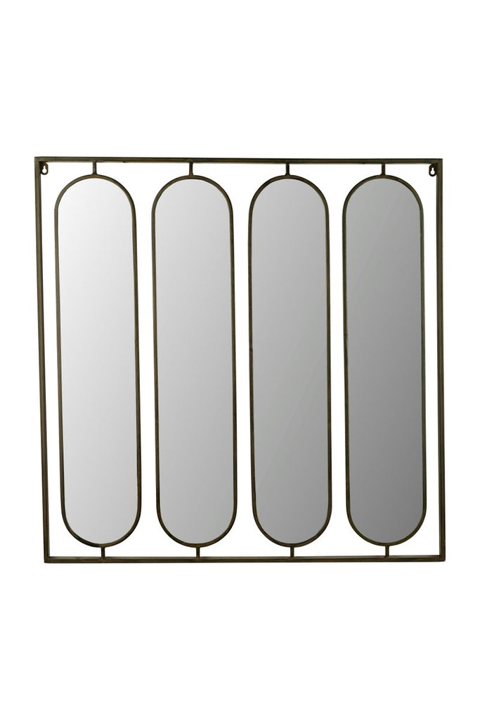 FOUR OVAL MIRRORS WITH SQUARE METAL FRAME