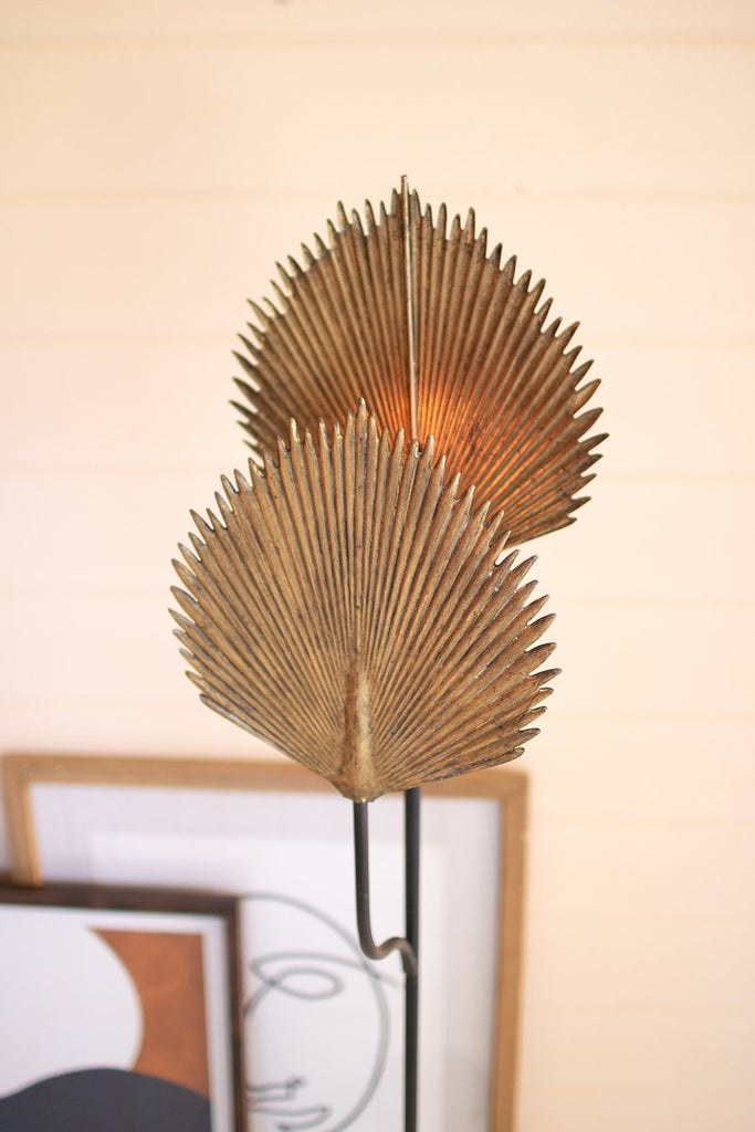 FLOOR LAMP WITH ANTIQUE GOLD LEAVES DETAIL