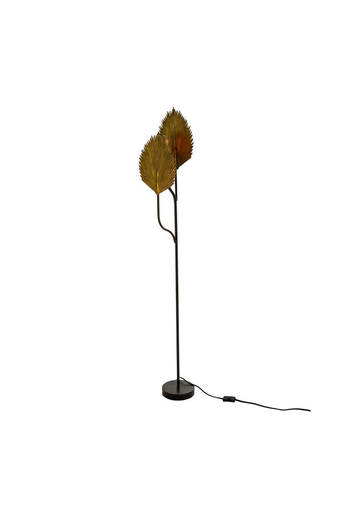 FLOOR LAMP WITH ANTIQUE GOLD LEAVES DETAIL