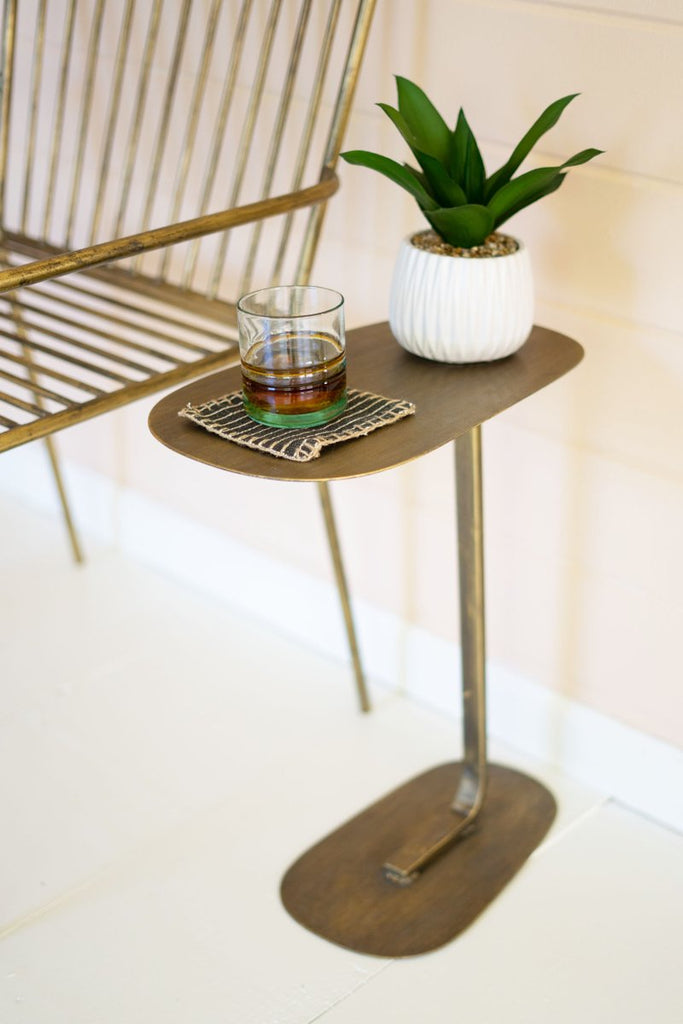 ANTIQUE BRASS ACCENT COCKTAIL TABLE