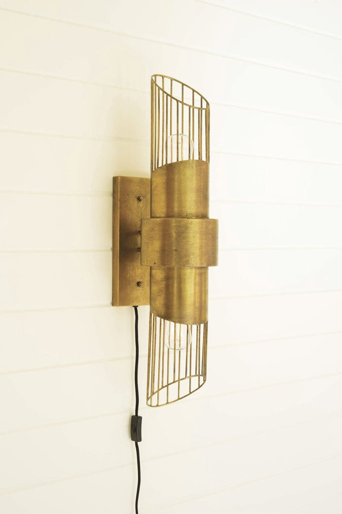 BRASS FINISH METAL WALL SCONCE LIGHT