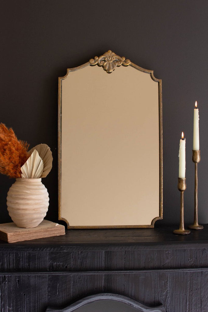 ANTIQUE BRASS VERTICAL WALL MIRROR