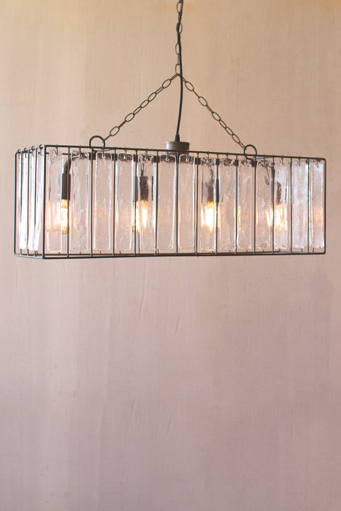 RECTANGLE PENDANT LIGHT WITH GLASS CHIMES