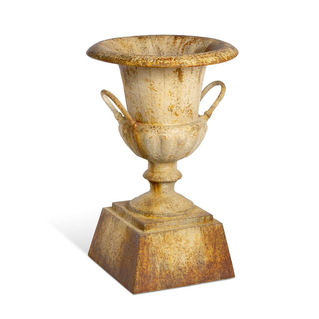 Fluted Metal Urn with Pedestal, 33"