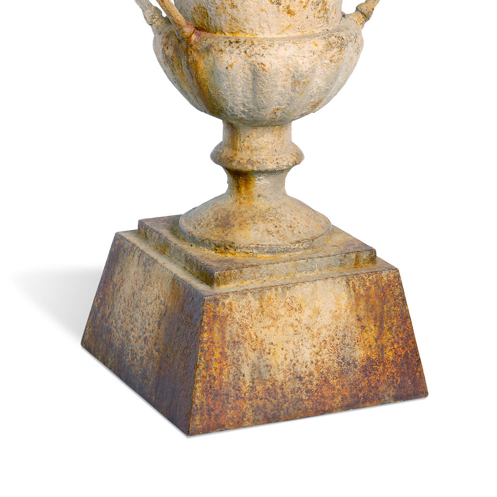 Fluted Metal Urn with Pedestal, 33"