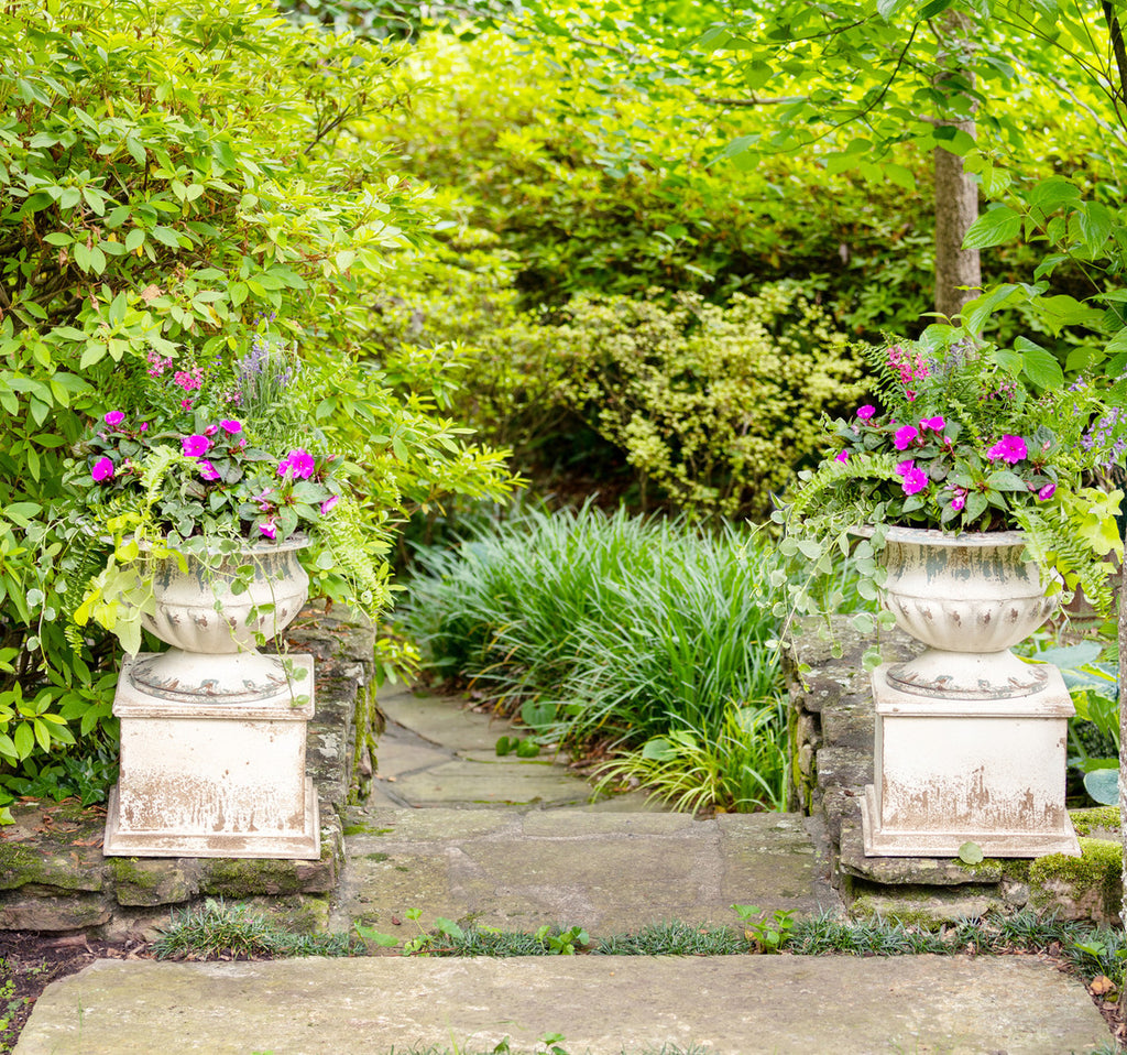 Metal Urn & Pedestal