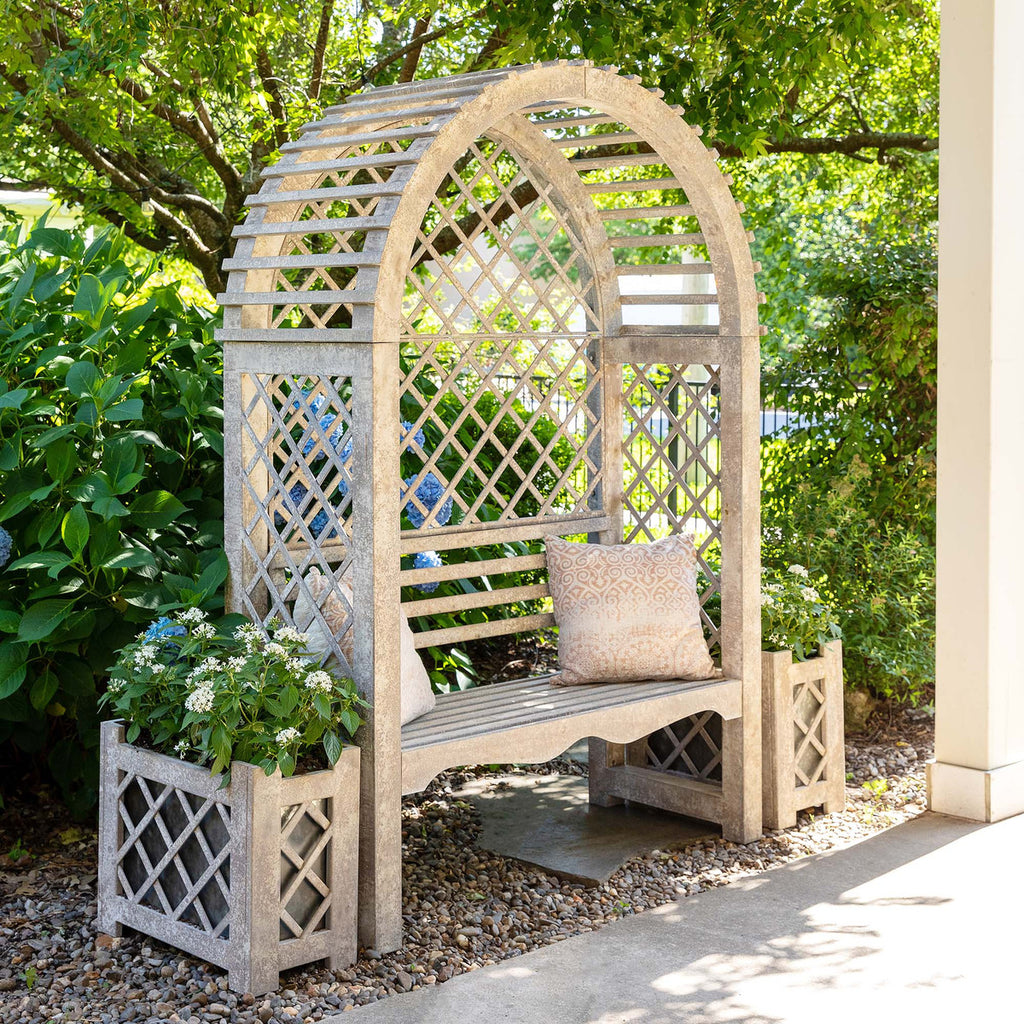 Iron Garden Trellis with Bench