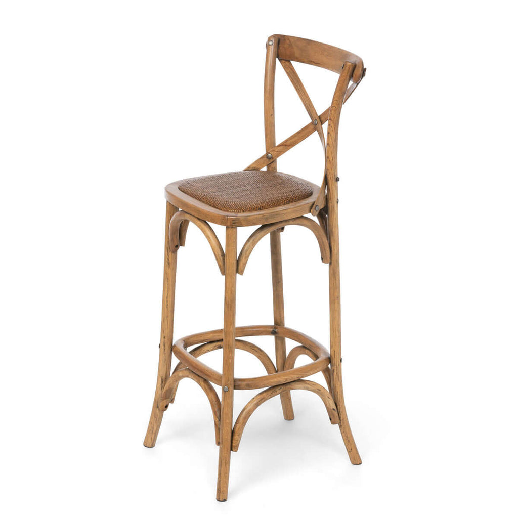 Wooden Cross Back Barstool