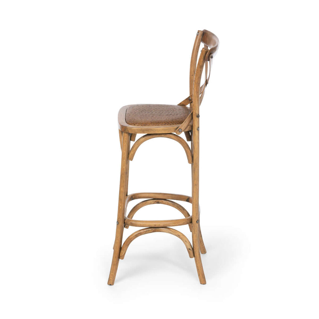 Wooden Cross Back Barstool