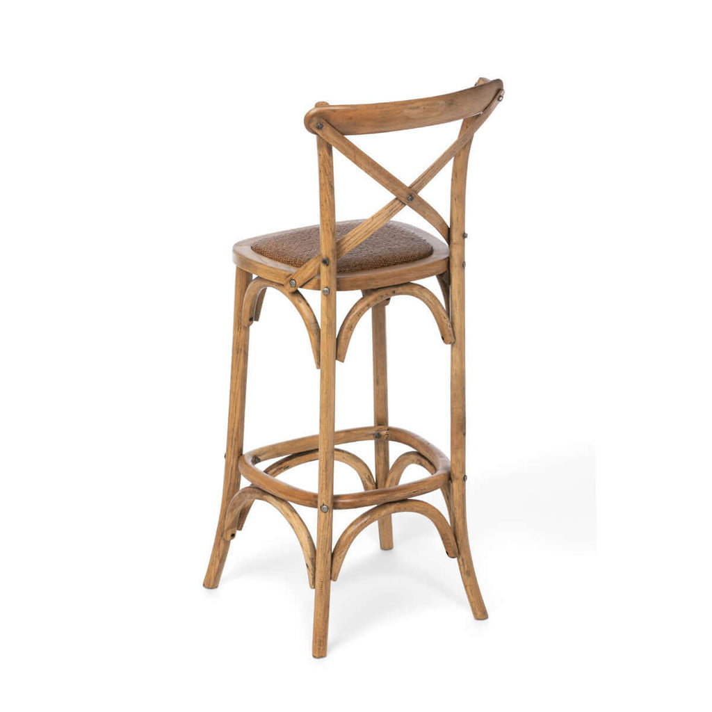 Wooden Cross Back Barstool