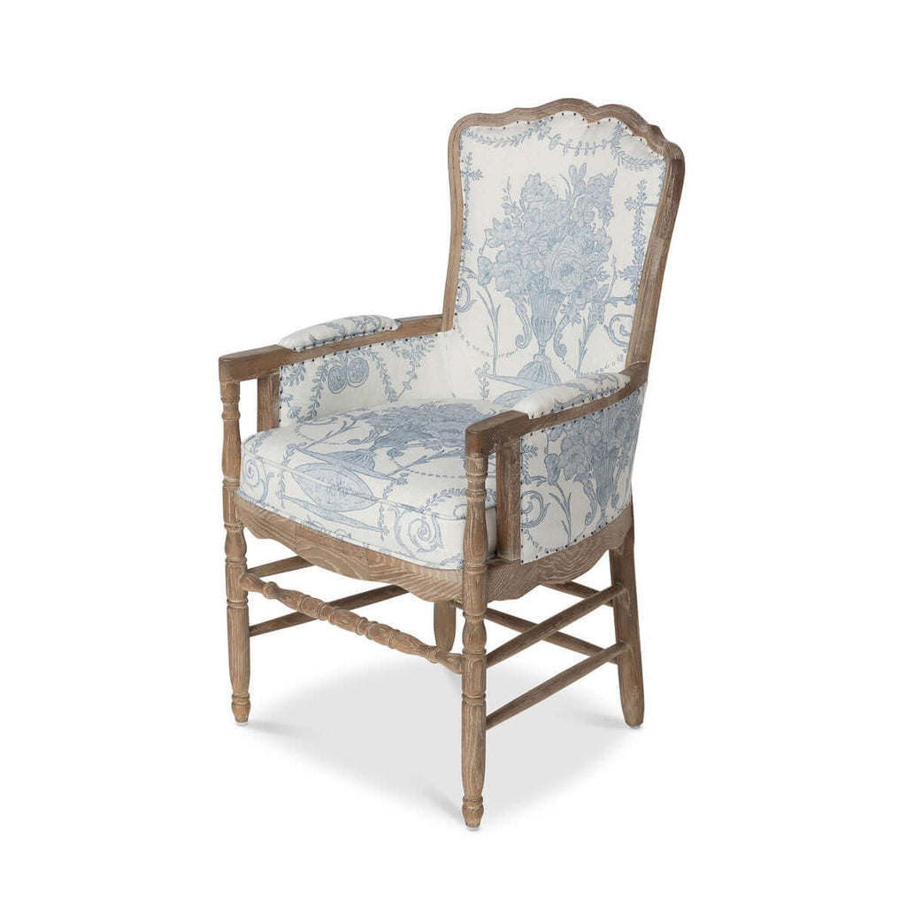 French Quarter Blue Provincial Fireside Chair