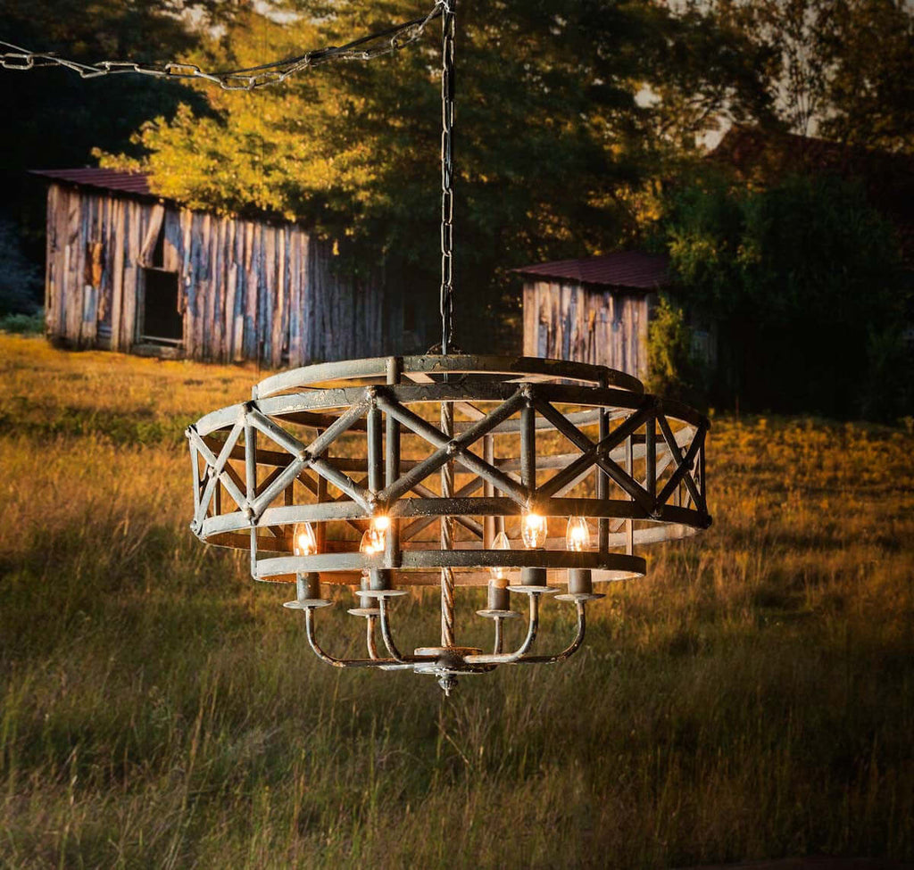 Metal Industrial Trestle Chandelier