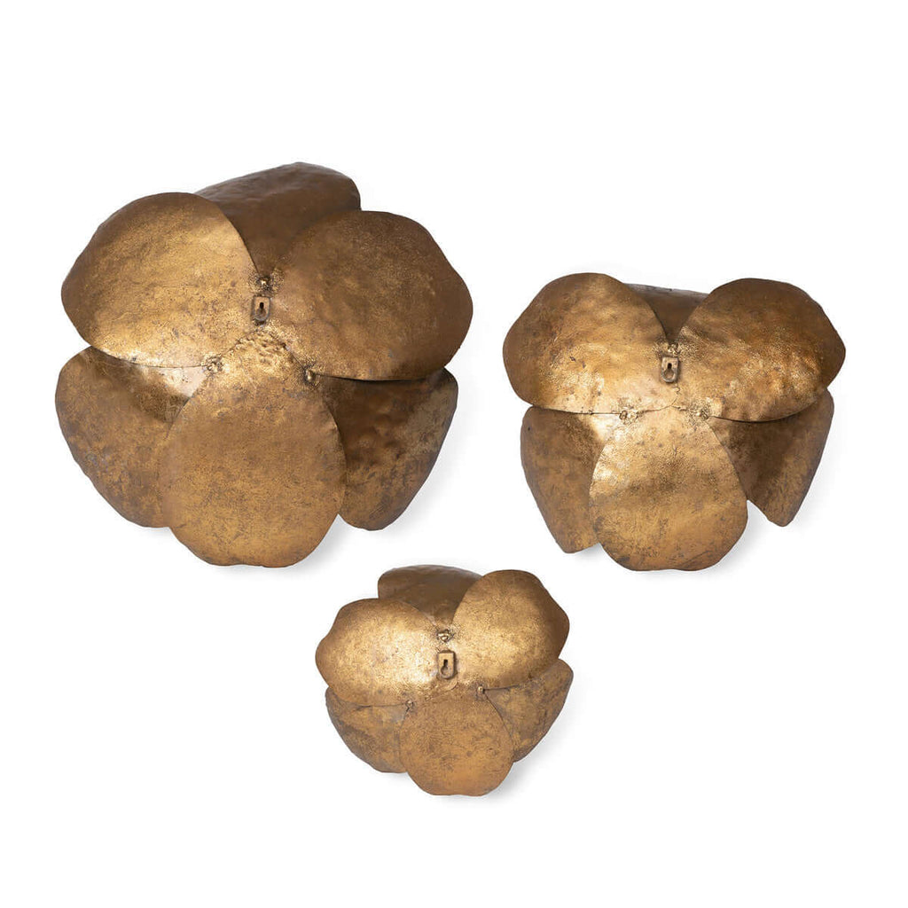 Antique Bronze Magnolia Wall Flowers, Set of 3