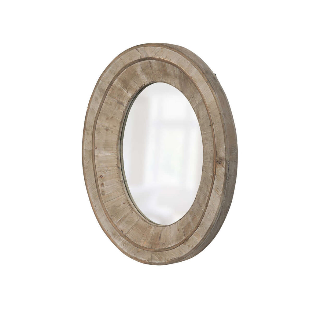 Primitive Reclaimed Wood Oval Mirror