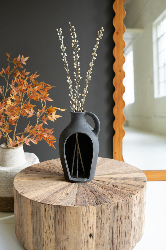 SLICED TERRACOTTA CANDLE HOLDER - BLACK #1