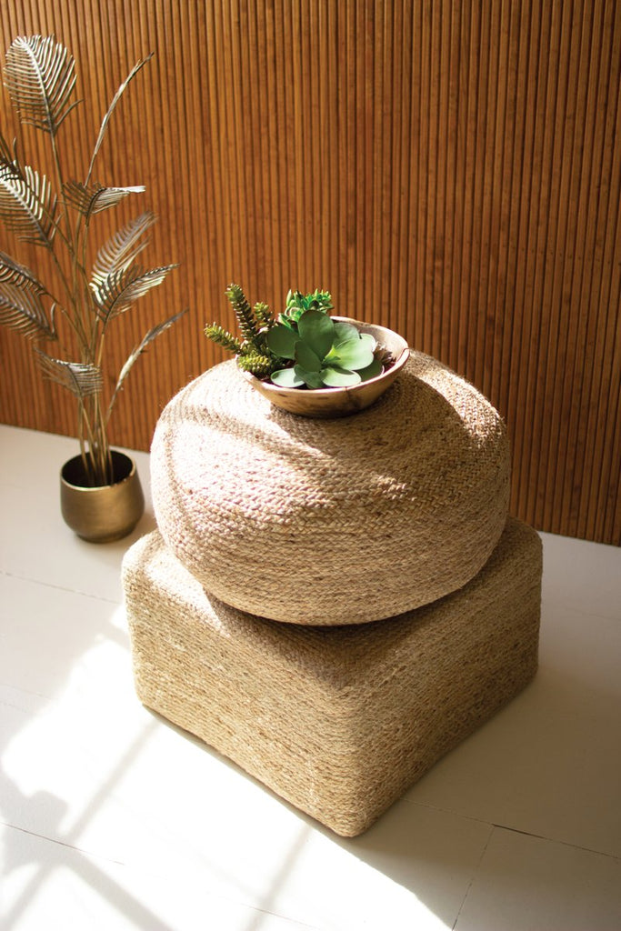 ROUND BRAIDED JUTE POUF