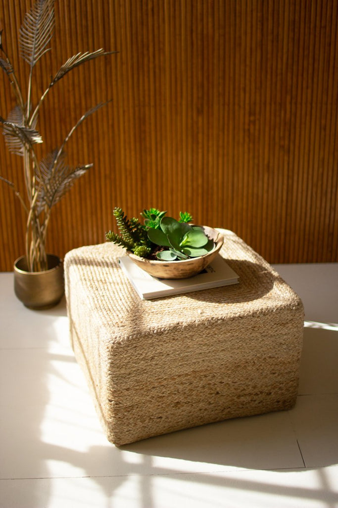 SQUARE BRAIDED JUTE POUF