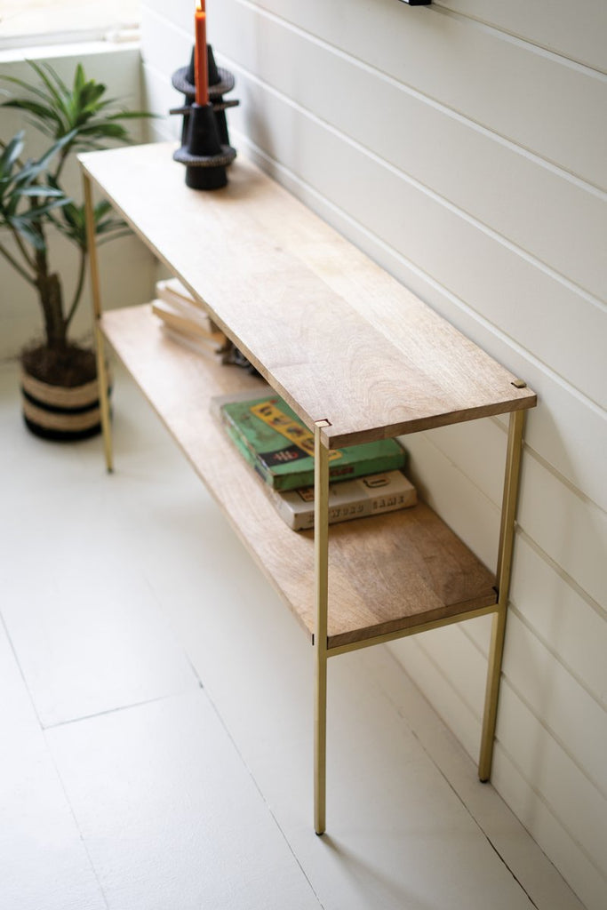 IRON CONSOLE TABLE WITH MANGO WOOD SHELVES