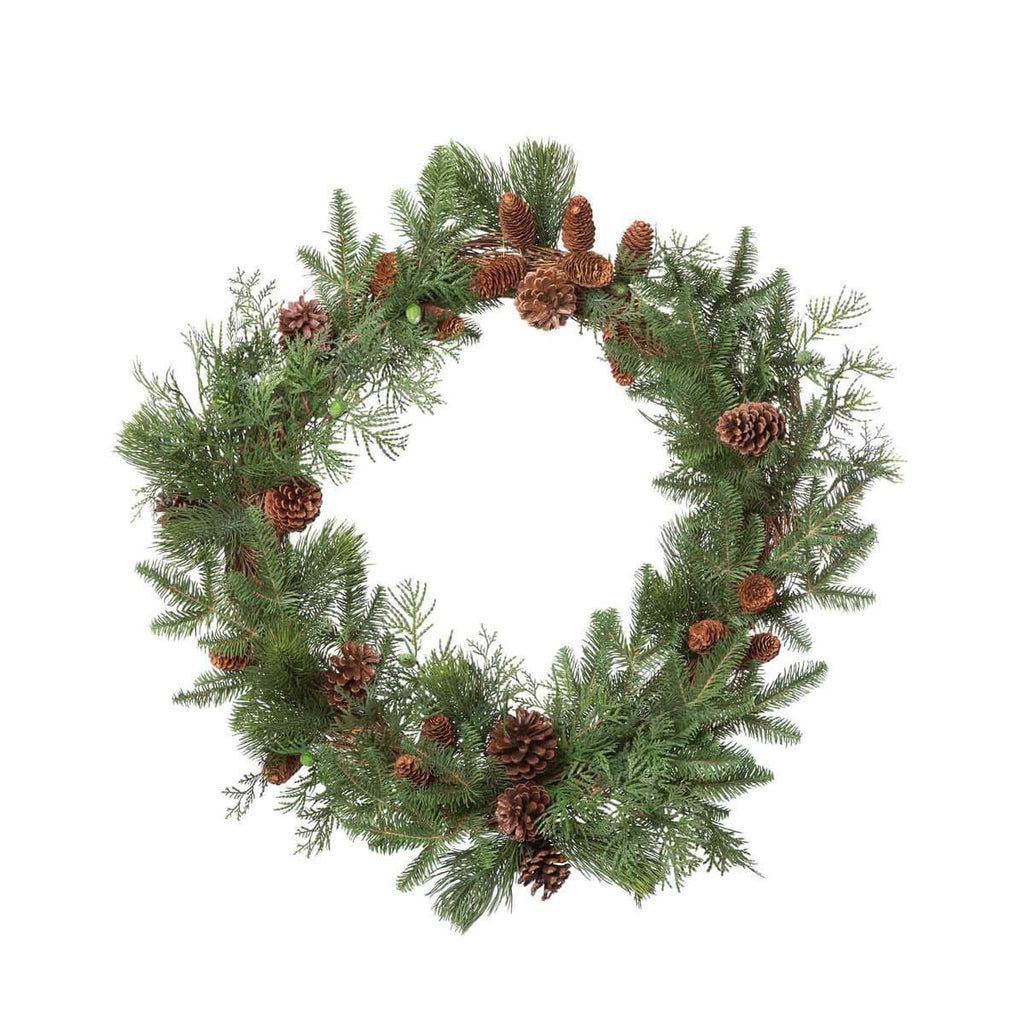 Pine and Holly Wreath on Candle Stand, Tall